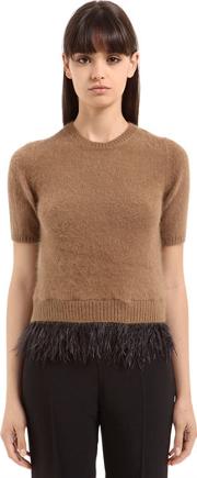 Round Neck Sweater With Feathers 