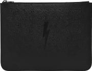 Bolt Embossed Pebbled Leather Pouch 