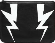 Bolts Intarsia Leather Large Pouch 