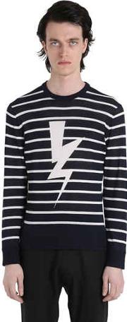 Bolts Striped Cotton Jacquard Sweater 