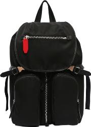 Nylon Backpack W Leather Details 