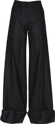 Pinstriped Light Flannel Palazzo Pants 