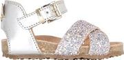 Glittered & Laminated Leather Sandals 