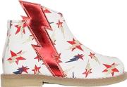 Stars & Bolts Print Leather Ankle Boots 
