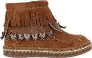 Suede Boots W Fringes 