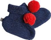 Baby Alpaca Knit Socks W Pompoms 