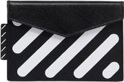 Diagonal Stripes Leather Card Holder 