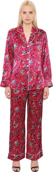 Floral Printed Silk Satin Pajama Set 