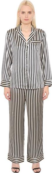 Striped Silk Satin Pajama Set 