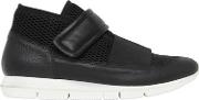 Mesh & Leather Velcro Running Sneakers 