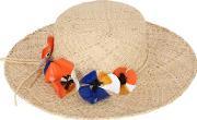Straw Hat With Floral Hatband 