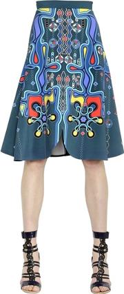 Printed Crepe Midi Skirt 