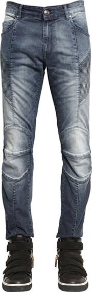 16.5cm Biker Bleached Stretch Jeans 