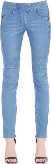 Quilted Stretch Cotton Denim Jeans 