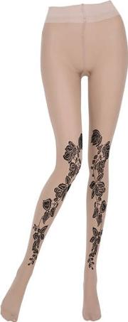 Embroidered 30 Den Microfiber Tights 