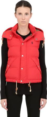 Hooded Nylon Quilted Down Vest 