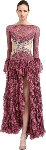 Ruffled Cutout Lace Dress 