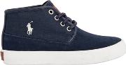Suede & Cotton Canvas High Top Sneakers 