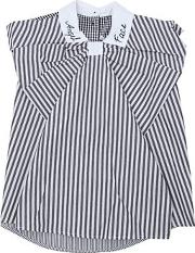Striped Cotton Poplin Shirt W Bow 