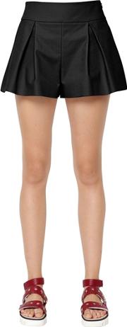 Stretch Cotton Pleated Shorts 