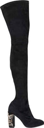 90mm Swarovski Suede Over The Knee Boots 
