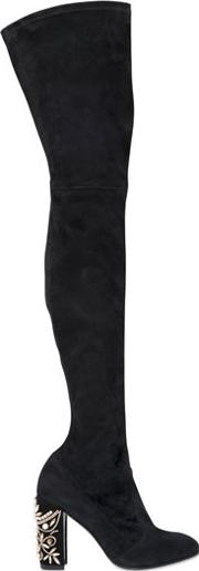 90mm Swarovski Suede Over The Knee Boots 