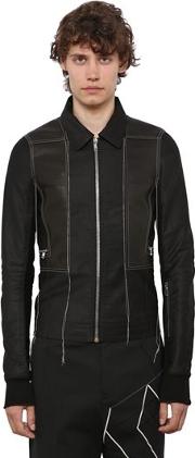 Cotton & Leather Bomber Jacket 