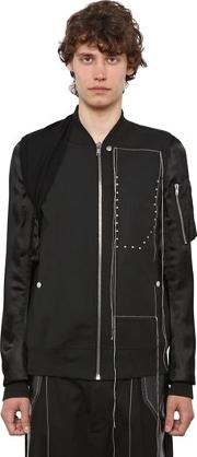Embroidered Wool & Viscose Bomber Jacket 