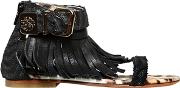 Nappa Leather Sandals W Fringe 