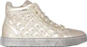 Quilted Lame Nappa High Top Sneakers 