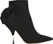 100mm Bow Suede Ankle Boots 