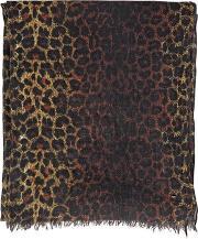 Leopard Printed Wool Muslin Scarf 