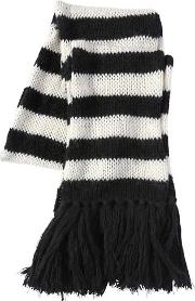 Striped Wool & Mohair Blend Knit Scarf 