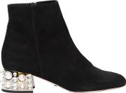 40mm Embellished Suede Ankle Boots 