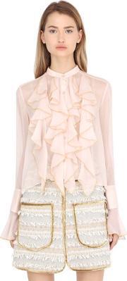 Ruffled Sheer Chiffon Shirt