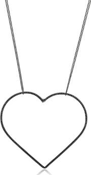 Black Spinel Heart & Long Chain Necklace 