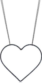 Sapphires Heart & Long Chain Necklace 