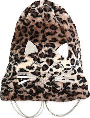 Leopard Faux Fur Embellished Backpack 