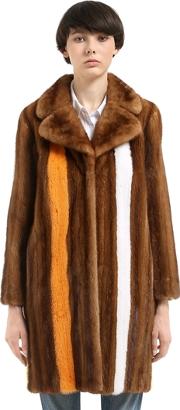 Striped Mink Fur Coat 