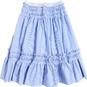 Striped Cotton Satin Midi Skirt 