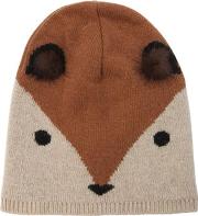 Fox Wool Blend Knit Hat 