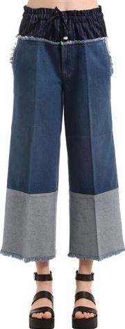 Cropped Denim Jeans W Boxer Waist 