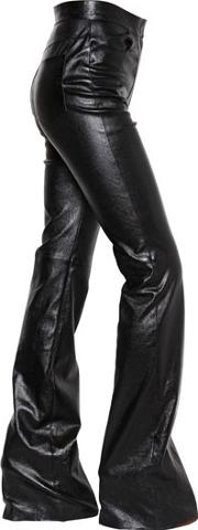 Flared Stretch Bonded Leather Pants 