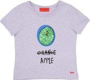 Apple Printed Cotton Jersey T Shirt 