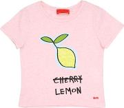 Lemon Printed Cotton Jersey T Shirt 