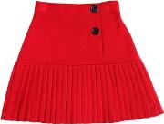 Wool Blend Knit Skirt W Plisse Hem 