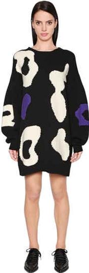 Oversized Intarsia Wool Sweater Dress 