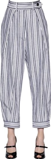 Pleated Cotton & Linen Canvas Pants 
