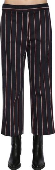 Striped Wool Pants W Side Bands 