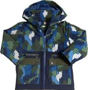 Camouflage Print Nylon Ski Jacket 